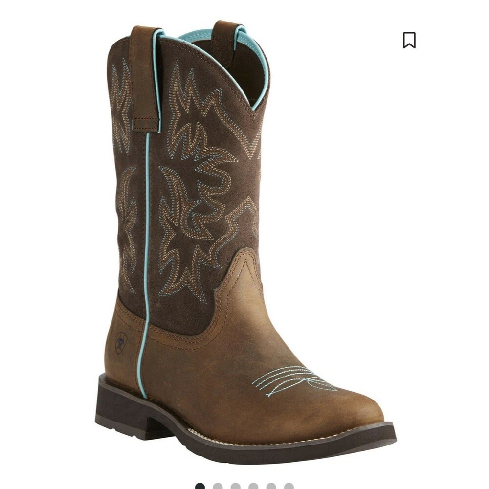 NEW Ariat Women’s Delilah Western Boots In Brown Torquoise Edging Size 7 Cowboy